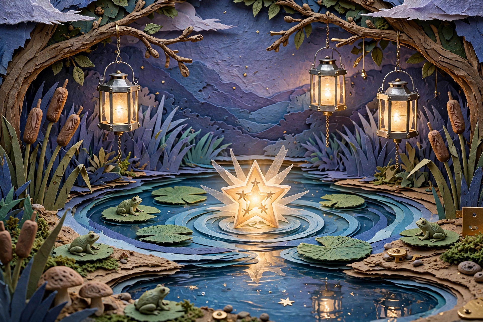 The Star Pond with fallen stars glowing above the water